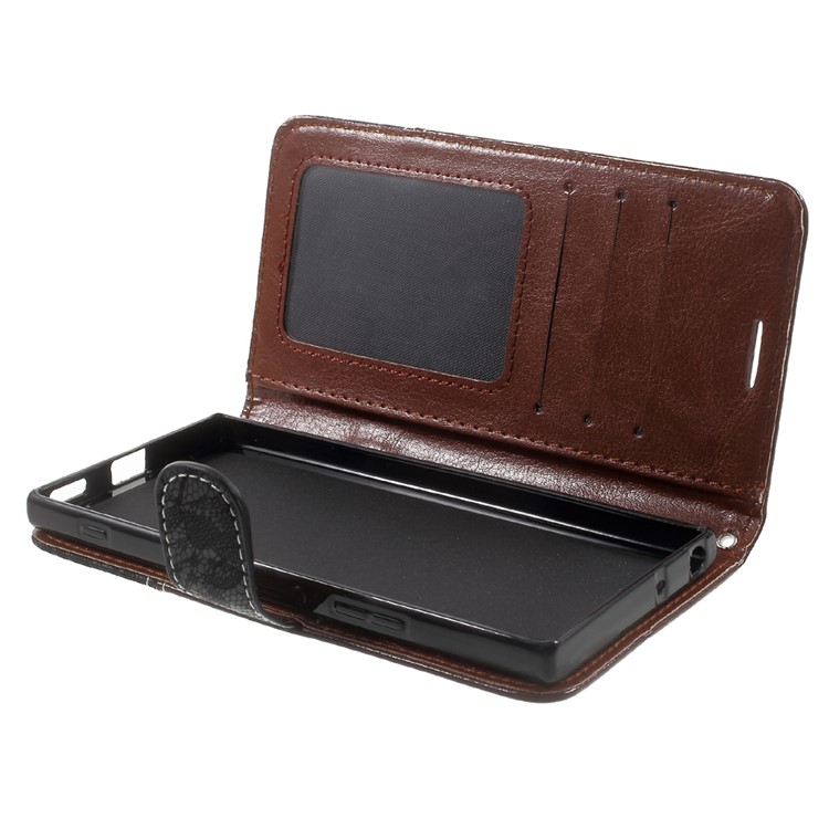 Bi-Color PU Leather Wallet Stand Flip Cover for Sony Xperia XA1 - Brown-6