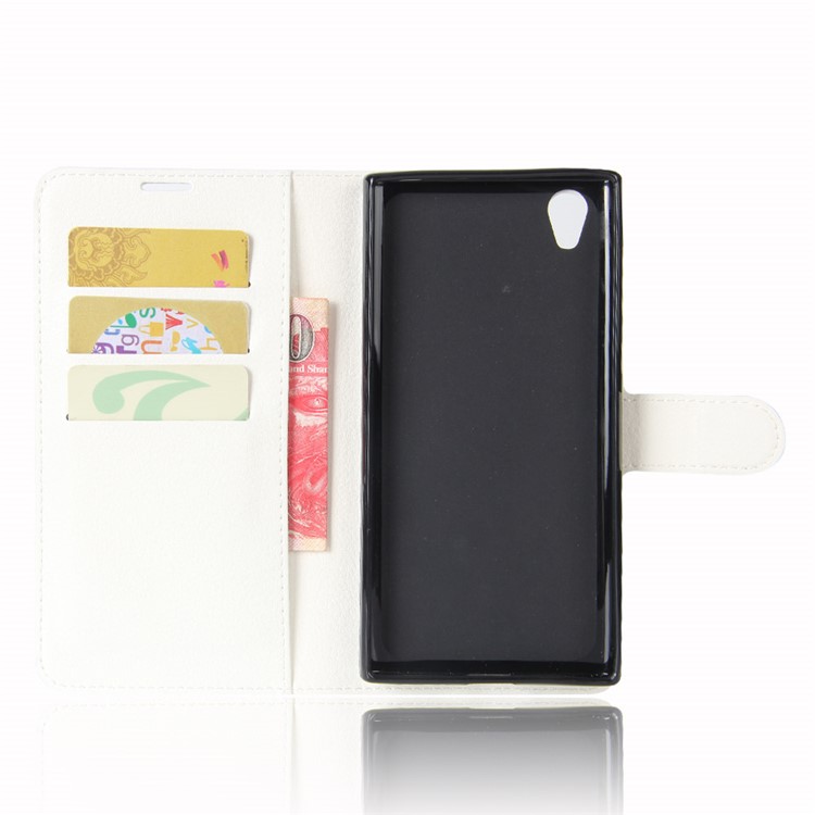 Litchi Skin Magnetic Leather Stand Cover for Sony Xperia L1 - White-3