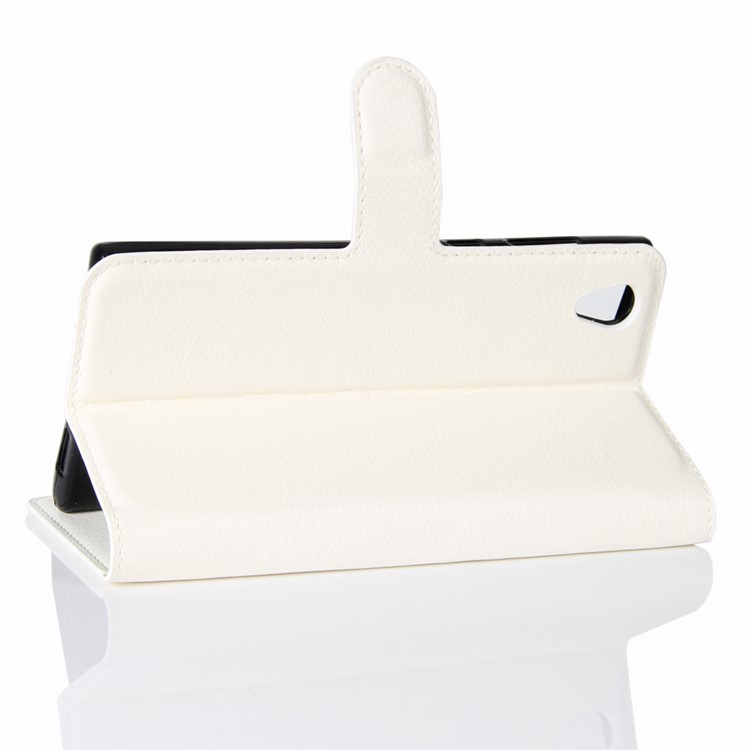 Litchi Skin Magnetic Leather Stand Cover for Sony Xperia L1 - White-5