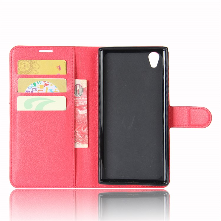 Litchi Skin Magnetic Leather Stand Case for Sony Xperia L1 - Red-3