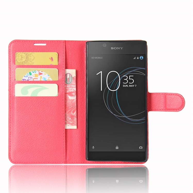 Litchi Skin Magnetic Leather Stand Case for Sony Xperia L1 - Red-4