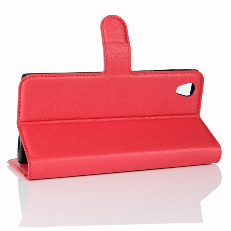 Litchi Skin Magnetic Leather Stand Case for Sony Xperia L1 - Red-5