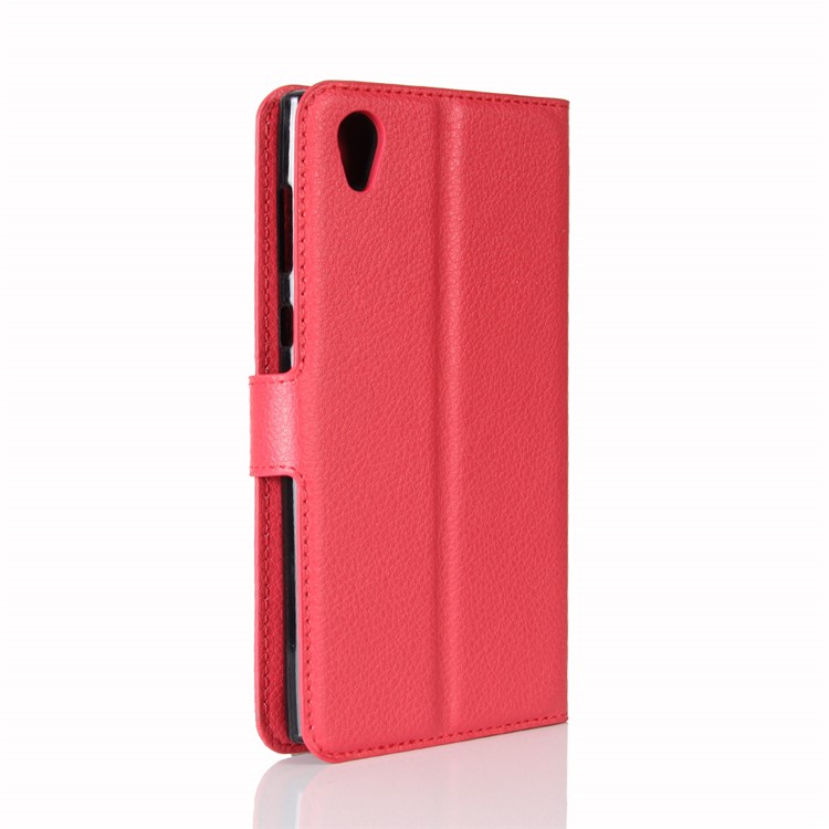 Litchi Skin Magnetic Leather Stand Case for Sony Xperia L1 - Red-6