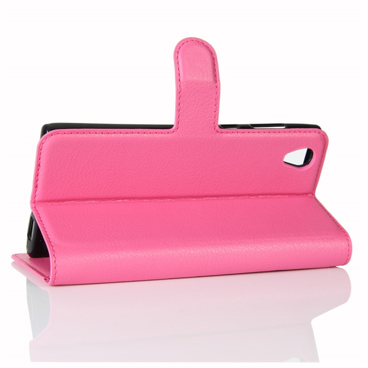 Litchi Skin Wallet Leather Case with Stand for Sony Xperia L1 - Rose-5
