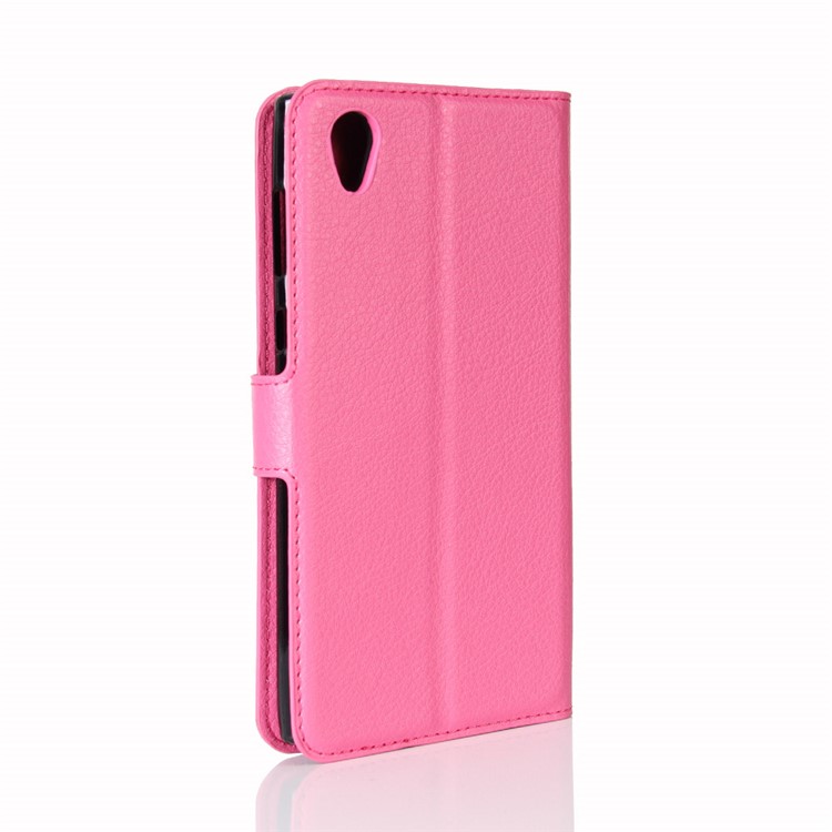 Litchi Skin Wallet Leather Case With Stand For Sony Xperia L1 - Rosa