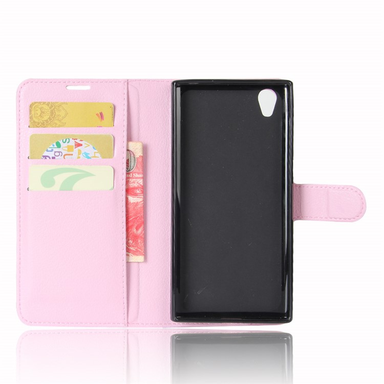 Litchi Skin PU Leather Stand Case for Sony Xperia L1 - Pink-3
