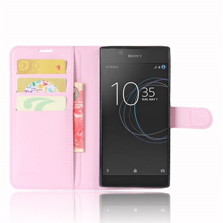 Litchi Skin PU Leather Stand Case for Sony Xperia L1 - Pink-4