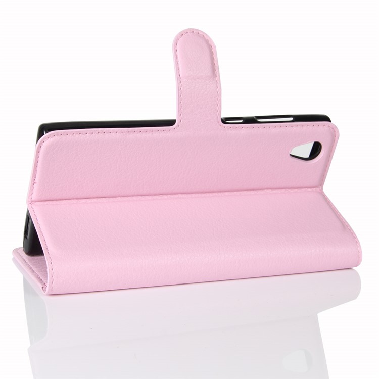 Litchi Skin PU Leather Stand Case for Sony Xperia L1 - Pink-5