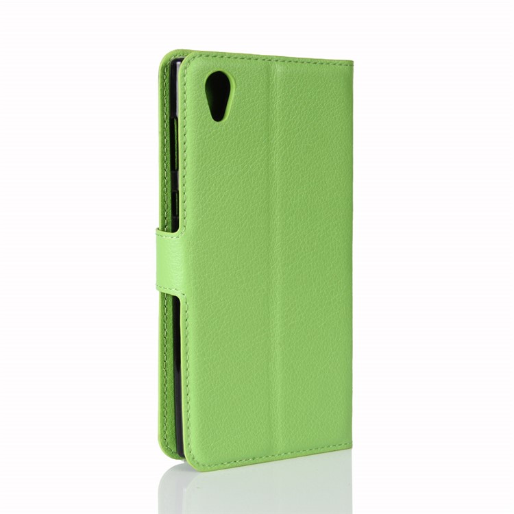 Litchi Skin Leather Stand Cover with Card Slots for Sony Xperia L1 - Green-6