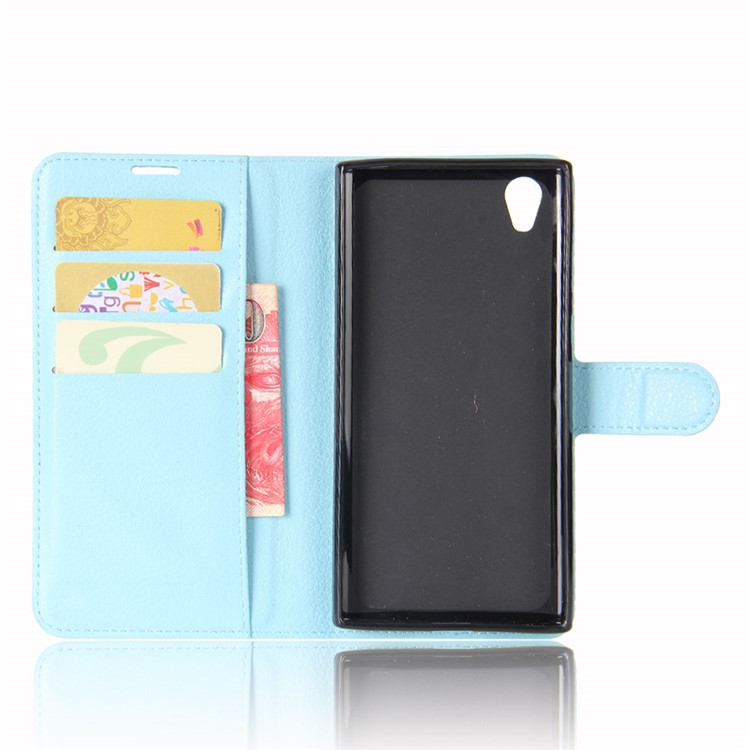 Litchi Skin Leather Stand Case with Card Slots for Sony Xperia L1 - Baby Blue-3