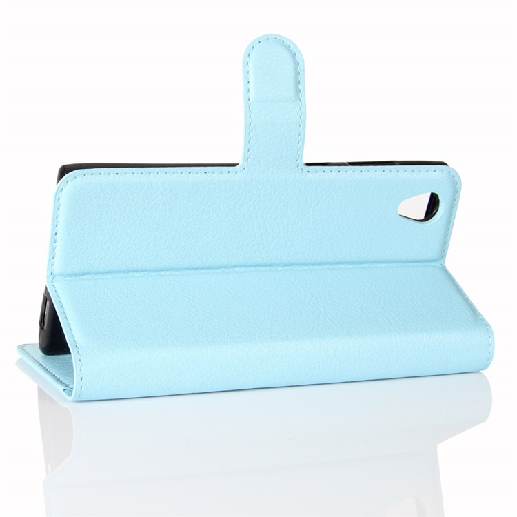 Litchi Skin Leather Stand Case with Card Slots for Sony Xperia L1 - Baby Blue-5