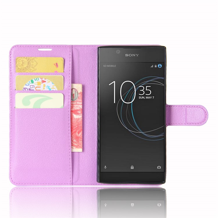 Litchi Skin Phone Leather Stand Case for Sony Xperia L1 - Purple-4