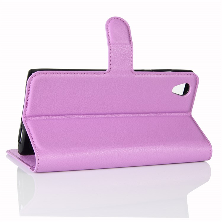 Litchi Skin Phone Leather Stand Case for Sony Xperia L1 - Purple-5