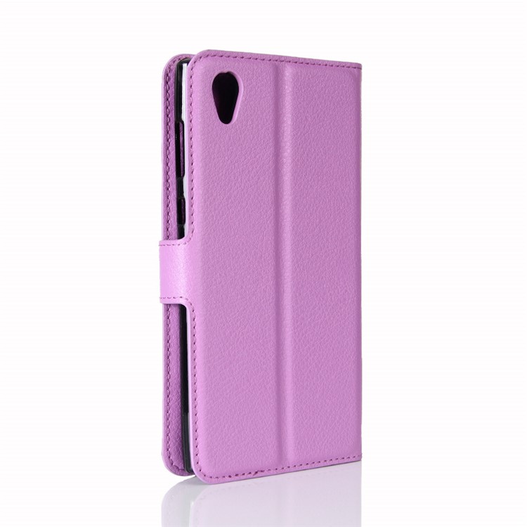 Litchi Skin Phone Leather Stand Case for Sony Xperia L1 - Purple-6