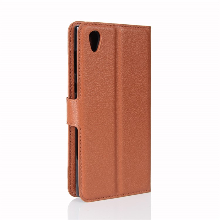 Litchi Skin Wallet Leather Stand Cover for Sony Xperia L1 - Brown-6