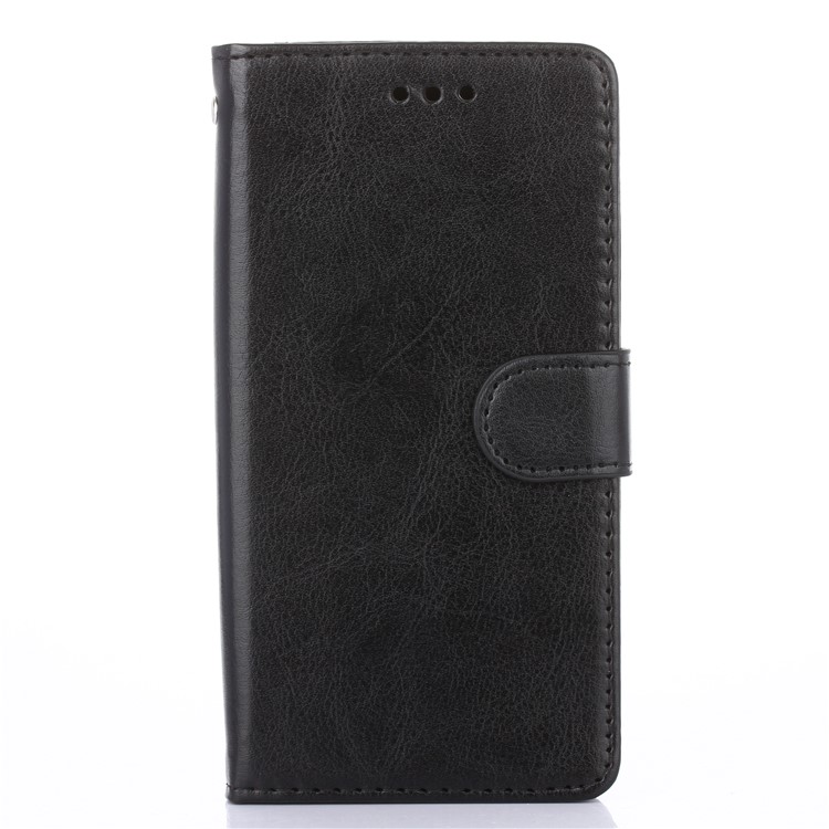 Crazy Horse Skin Wallet Stand Leather Mobile Case for Sony Xperia XZs - Black-1