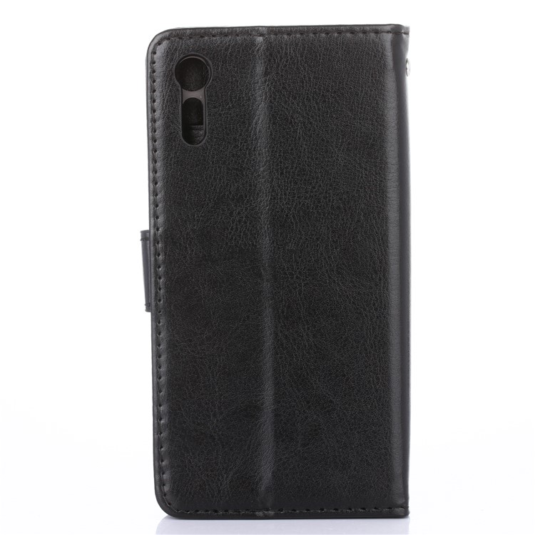 Crazy Horse Skin Wallet Stand Leather Mobile Case for Sony Xperia XZs - Black-2