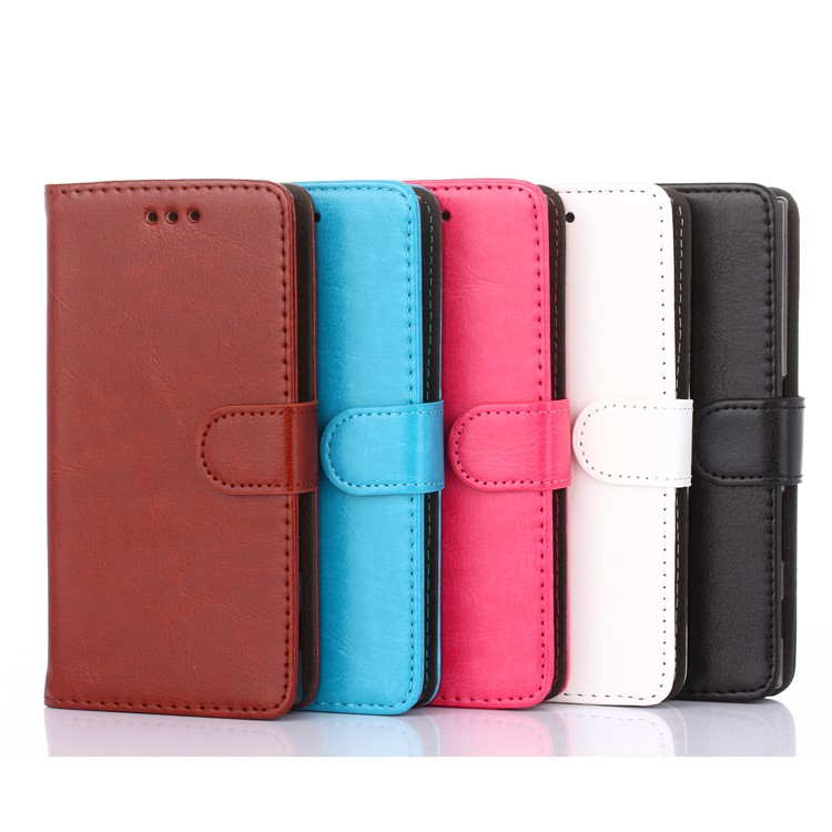 Crazy Horse Skin Wallet Stand Leather Mobile Case for Sony Xperia XZs - Black-3