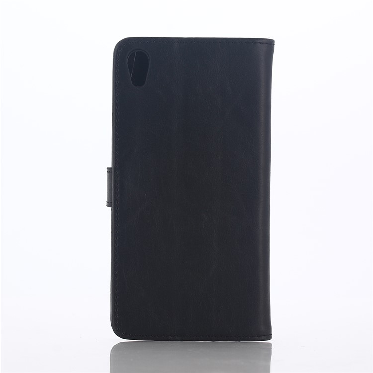 Retro Crazy Horse Wallet Leather Phone Cover for Sony Xperia L1 - Black-2