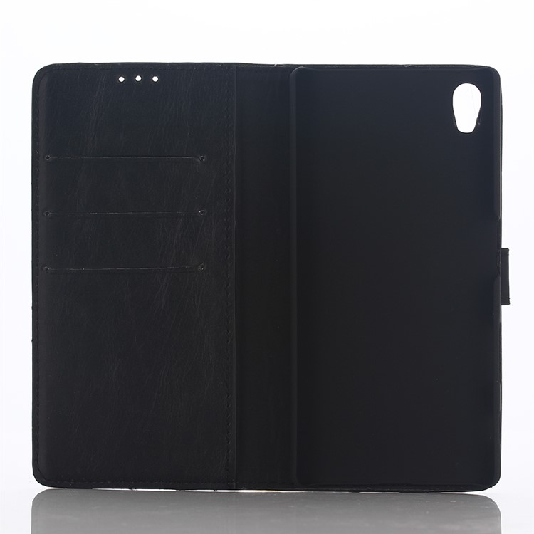 Retro Crazy Horse Wallet Leather Phone Cover for Sony Xperia L1 - Black-3