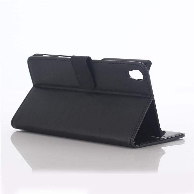 Retro Crazy Horse Wallet Leather Phone Cover for Sony Xperia L1 - Black-4