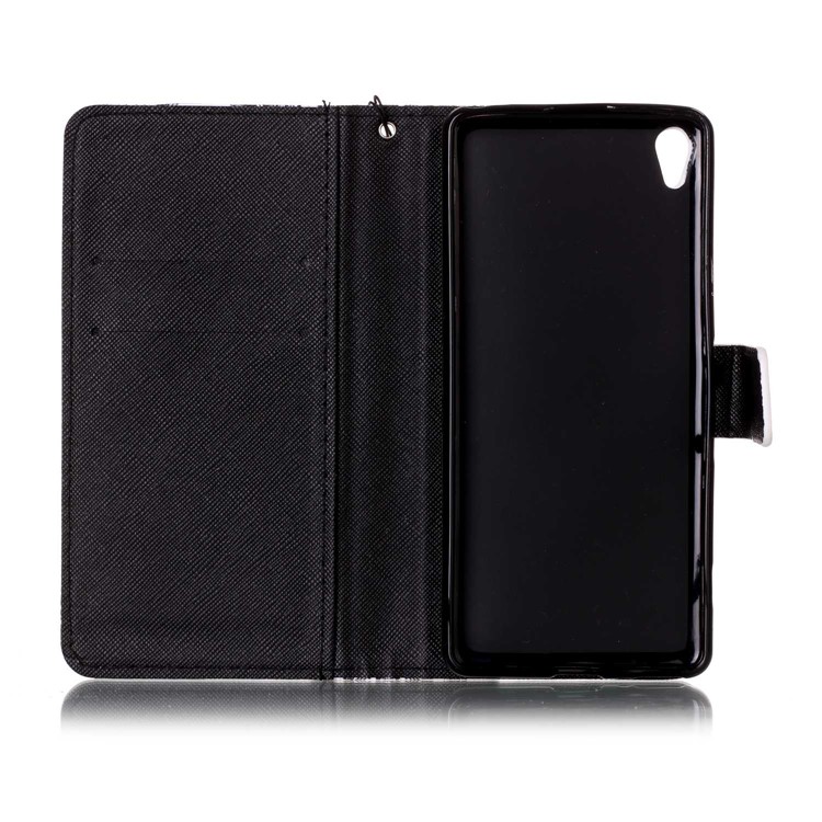 Rhinestone Decor Patterned Leather Wallet Stand Case for Sony Xperia XA / XA Dual - Abstract Tree Pattern-5