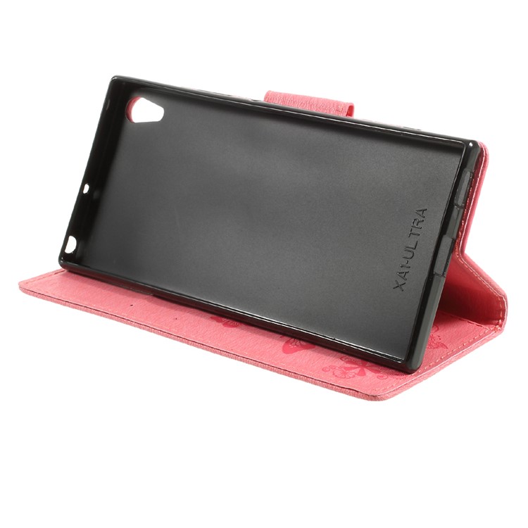 Imprinted Butterfly FlowersWallet Leather Phone Casing with Lanyard for Sony Xperia XA1 Ultra - Pink-3