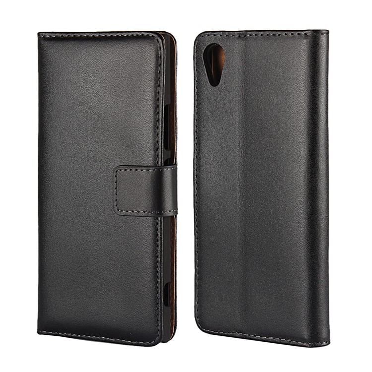 Accesorio de Estuche de Billetera de Cuero Dividido Para Sony Xperia XA1 - Negro