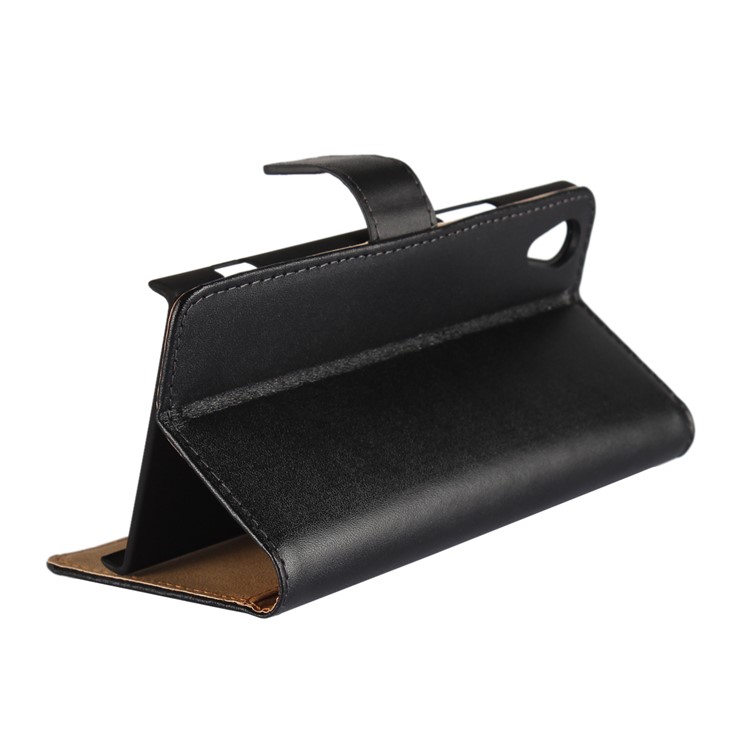 Split Leder Brieftasche Stand Case Zubehör Für Sony Xperia XA1 - Schwarz-3