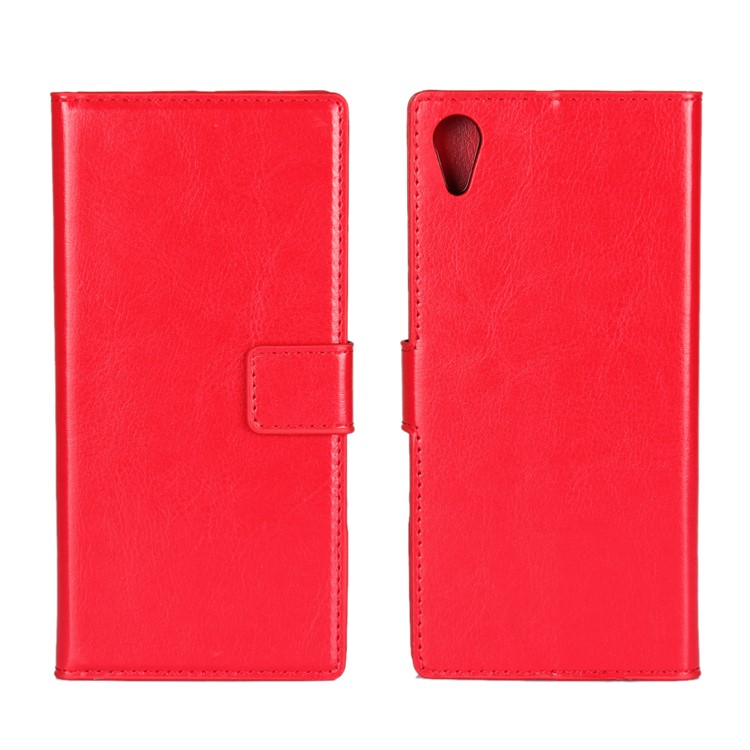 Crazy Horse Wallet Stand Leather Flip Case for Sony Xperia XA1 - Red-1
