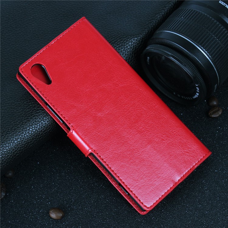Crazy Horse Wallet Stand Leather Flip Case for Sony Xperia XA1 - Red-3