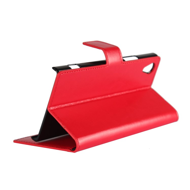 Crazy Horse Wallet Stand Leather Flip Case for Sony Xperia XA1 - Red-4