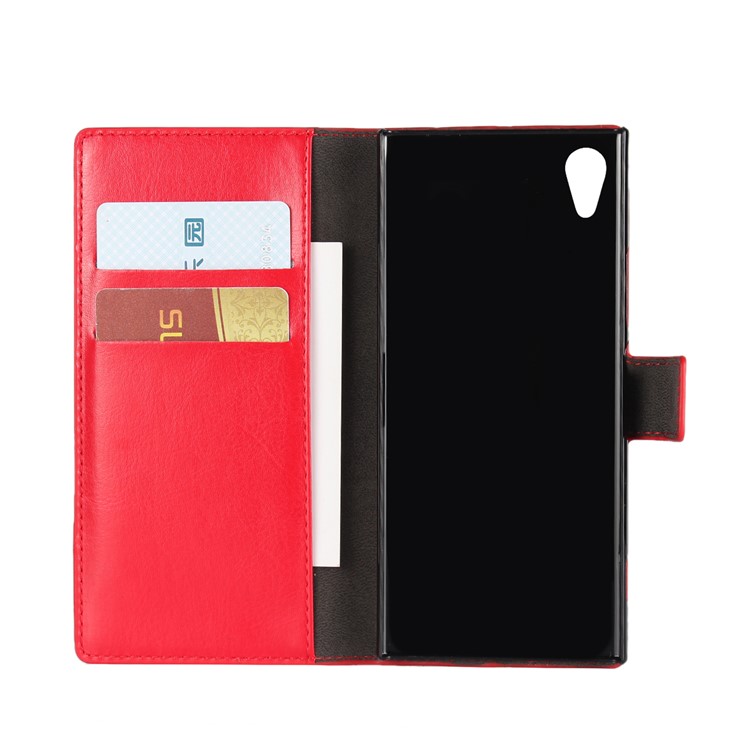 Crazy Horse Wallet Stand Leather Flip Case for Sony Xperia XA1 - Red-5