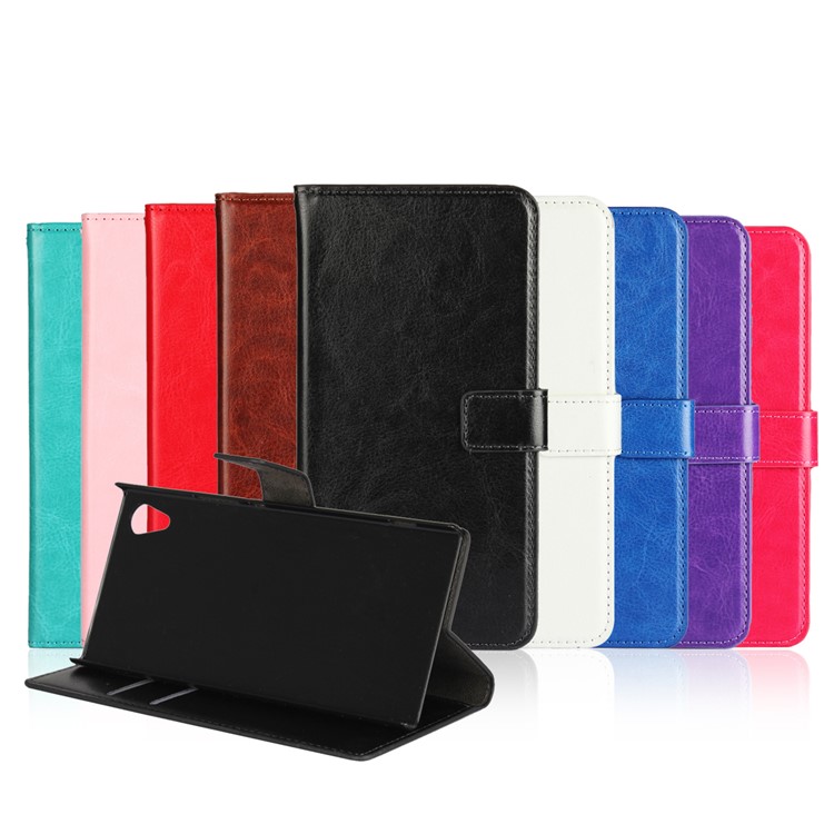 Crazy Horse Wallet Stand Leather Flip Case for Sony Xperia XA1 - Red-6