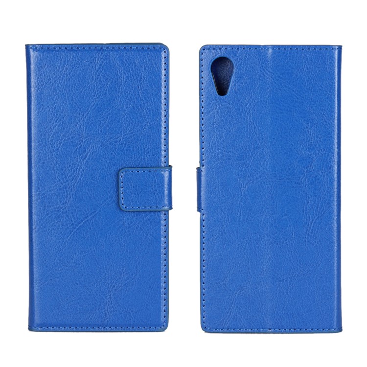 Crazy Horse Card Holder PU Leather Case Phone Accessory for Sony Xperia XA1 - Blue-1