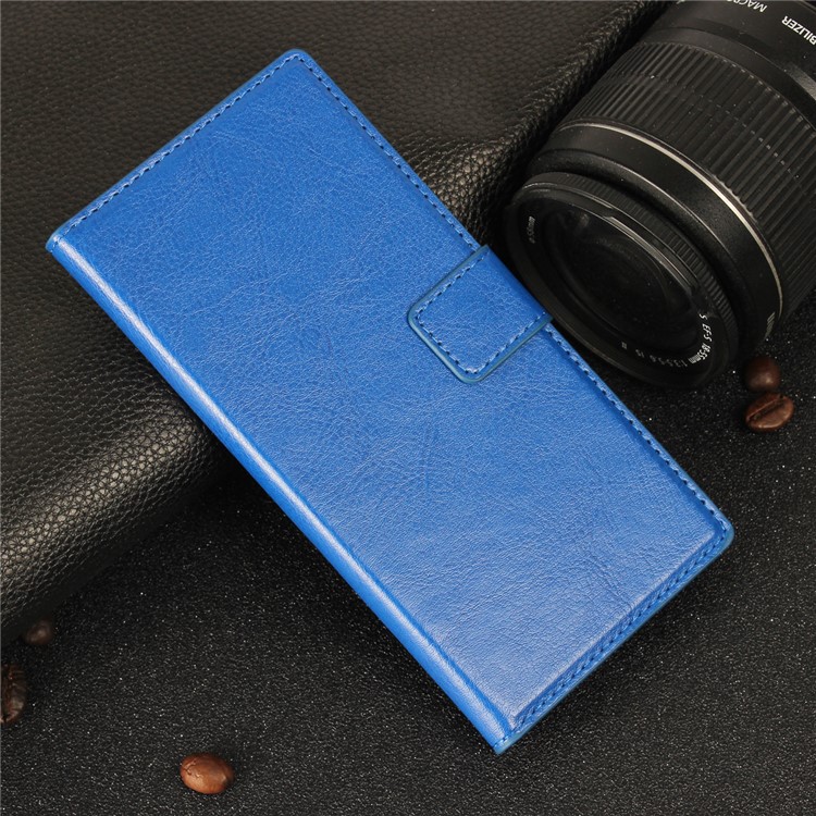 Crazy Horse Card Holder PU Leather Case Phone Accessory for Sony Xperia XA1 - Blue-2