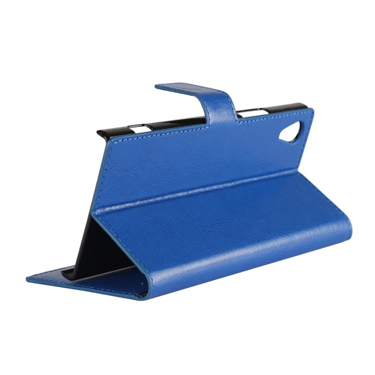 Crazy Horse Card Holder PU Leather Case Phone Accessory for Sony Xperia XA1 - Blue-4