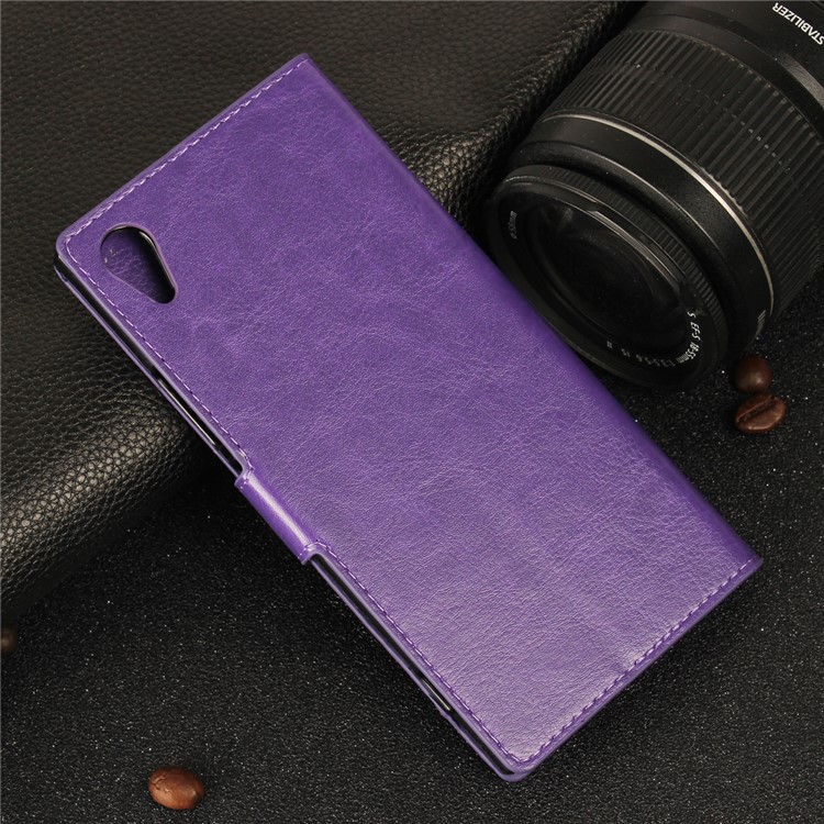 For Sony Xperia XA1 Crazy Horse PU Leather Wallet Case with Stand - Purple-3