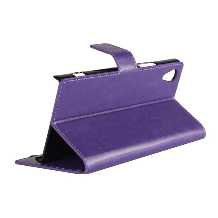 For Sony Xperia XA1 Crazy Horse PU Leather Wallet Case with Stand - Purple-4