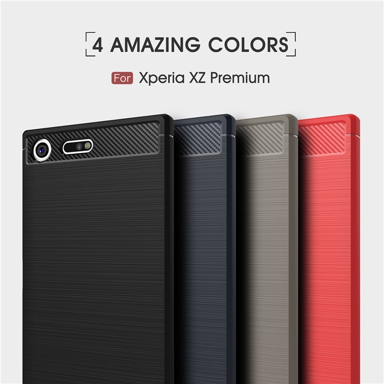 Funda De TPU Cepillado De Fibra De Carbono Para Sony Xperia XZ Premium - Negro-11