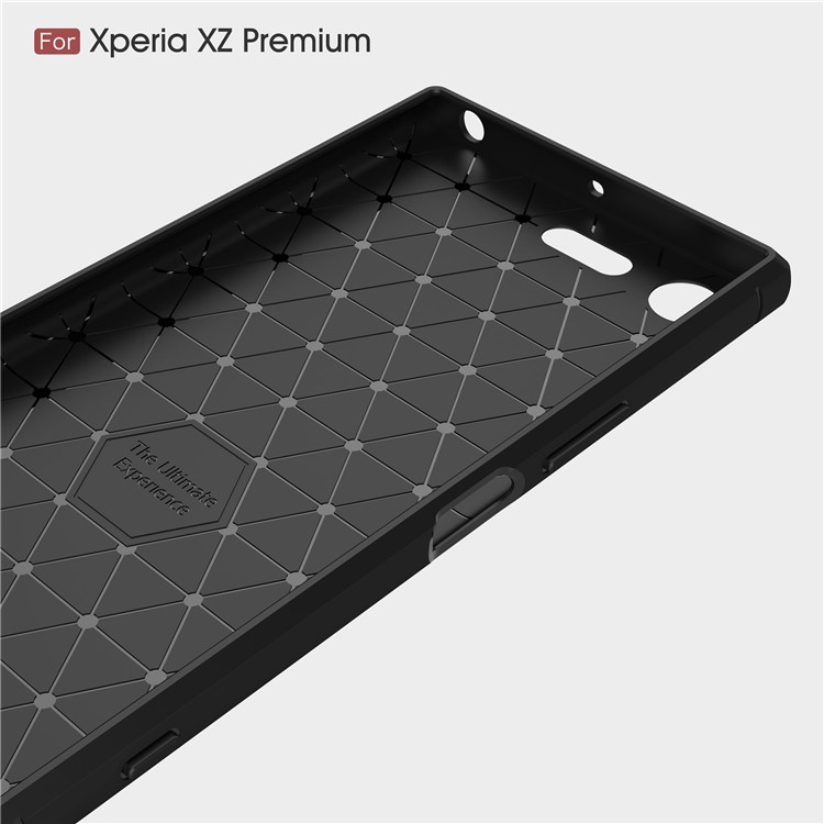 Funda De TPU Cepillado De Fibra De Carbono Para Sony Xperia XZ Premium - Negro-5