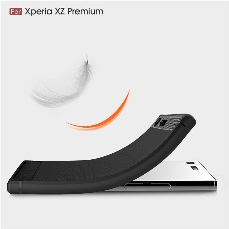 Funda De TPU Cepillado De Fibra De Carbono Para Sony Xperia XZ Premium - Negro-7