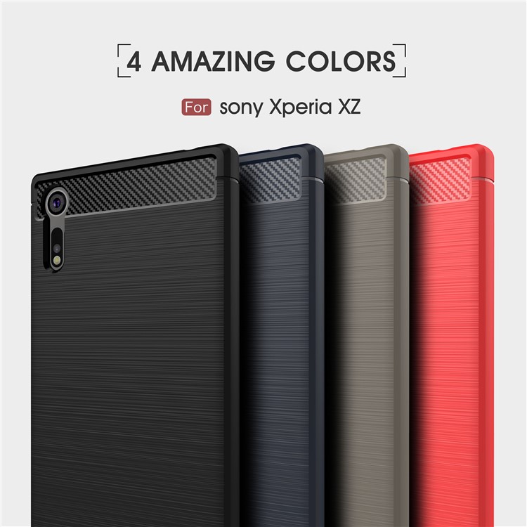 Case TPU Cepillada de Fibra de Carbono Para Sony Xperia Xzs / xz - Negro