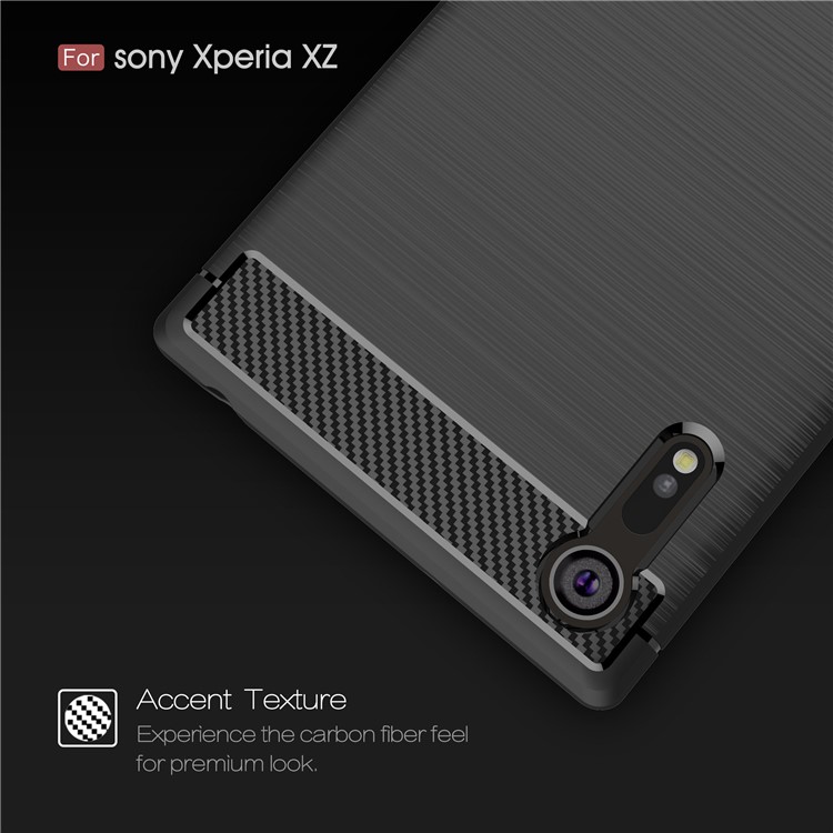 Case TPU Cepillada de Fibra de Carbono Para Sony Xperia Xzs / xz - Negro