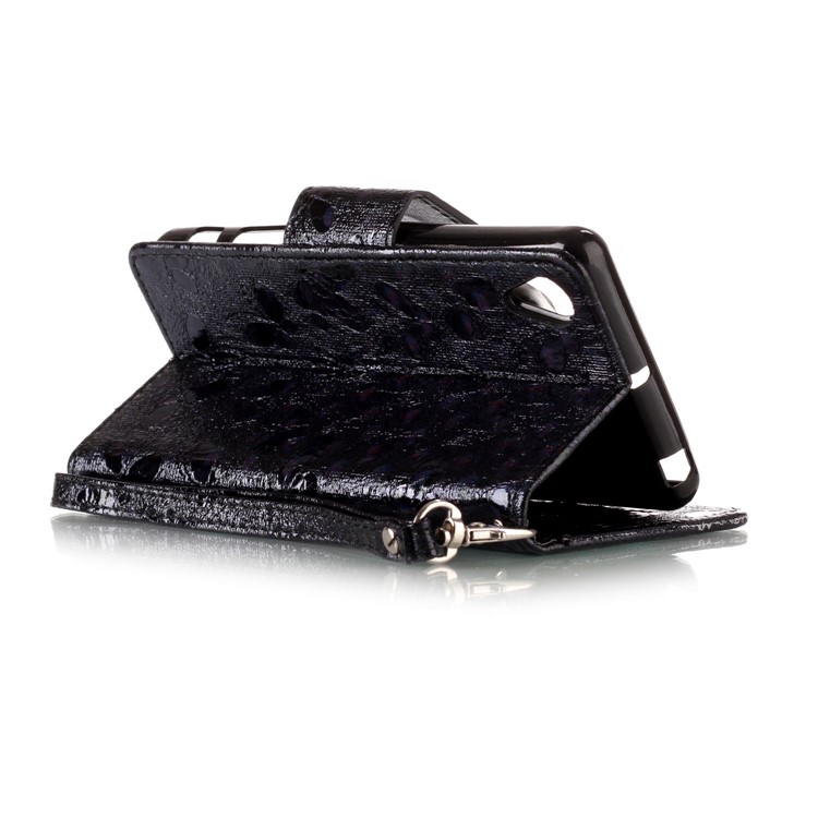 Laser Butterfly 3D Colored Carving Wallet Leather Protective Stand Casing for Sony Xperia X Performance - Black-4