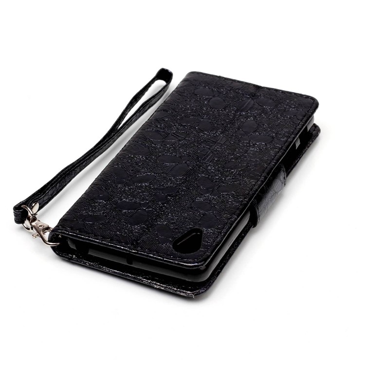 Laser Butterfly 3D Colored Carving Wallet Leather Protective Stand Casing for Sony Xperia X Performance - Black-5