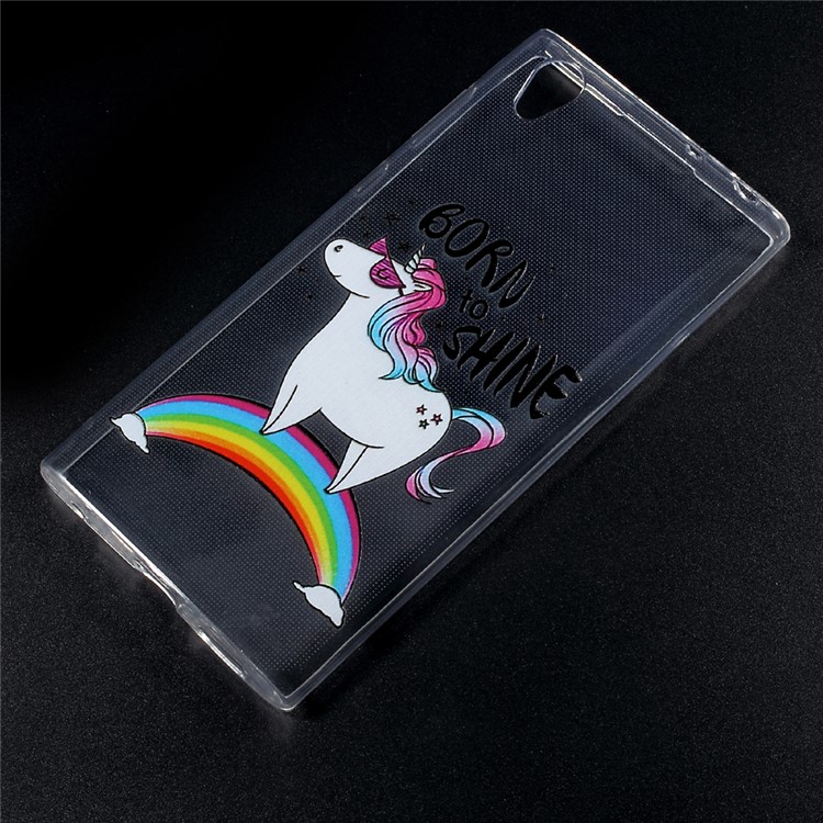 Patterned TPU Embossment Phone Case for Sony Xperia L1 - Unicorn on the Rainbow-1