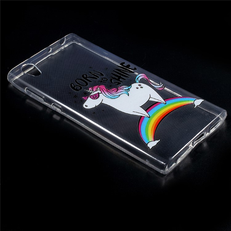 Patterned TPU Embossment Phone Case for Sony Xperia L1 - Unicorn on the Rainbow-2