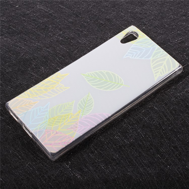 For Sony Xperia XA1 Embossing Patterned TPU Back Case Cover - Colored Leaves-1