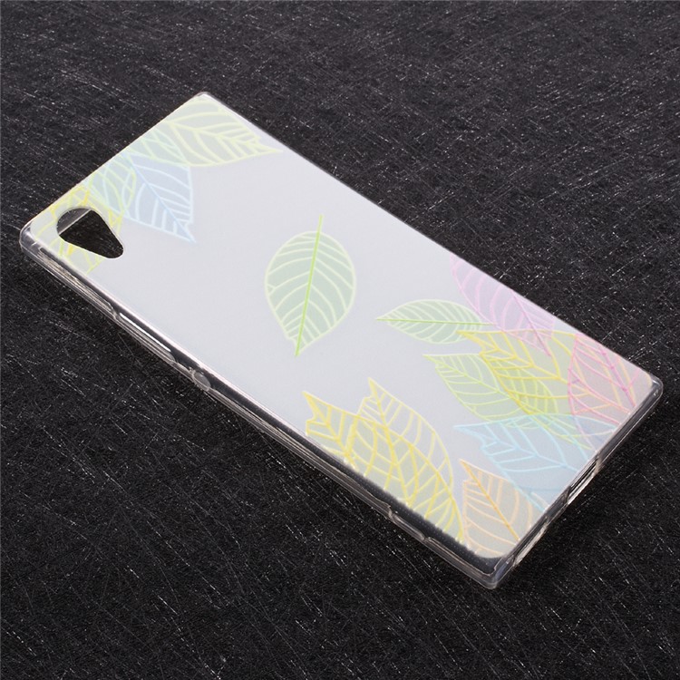 For Sony Xperia XA1 Embossing Patterned TPU Back Case Cover - Colored Leaves-3